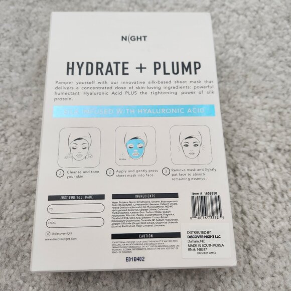 NIGHT Hyaluronic Acid Firming Silk Sheet Mask - 10-pack - New in Box - Picture 2 of 4